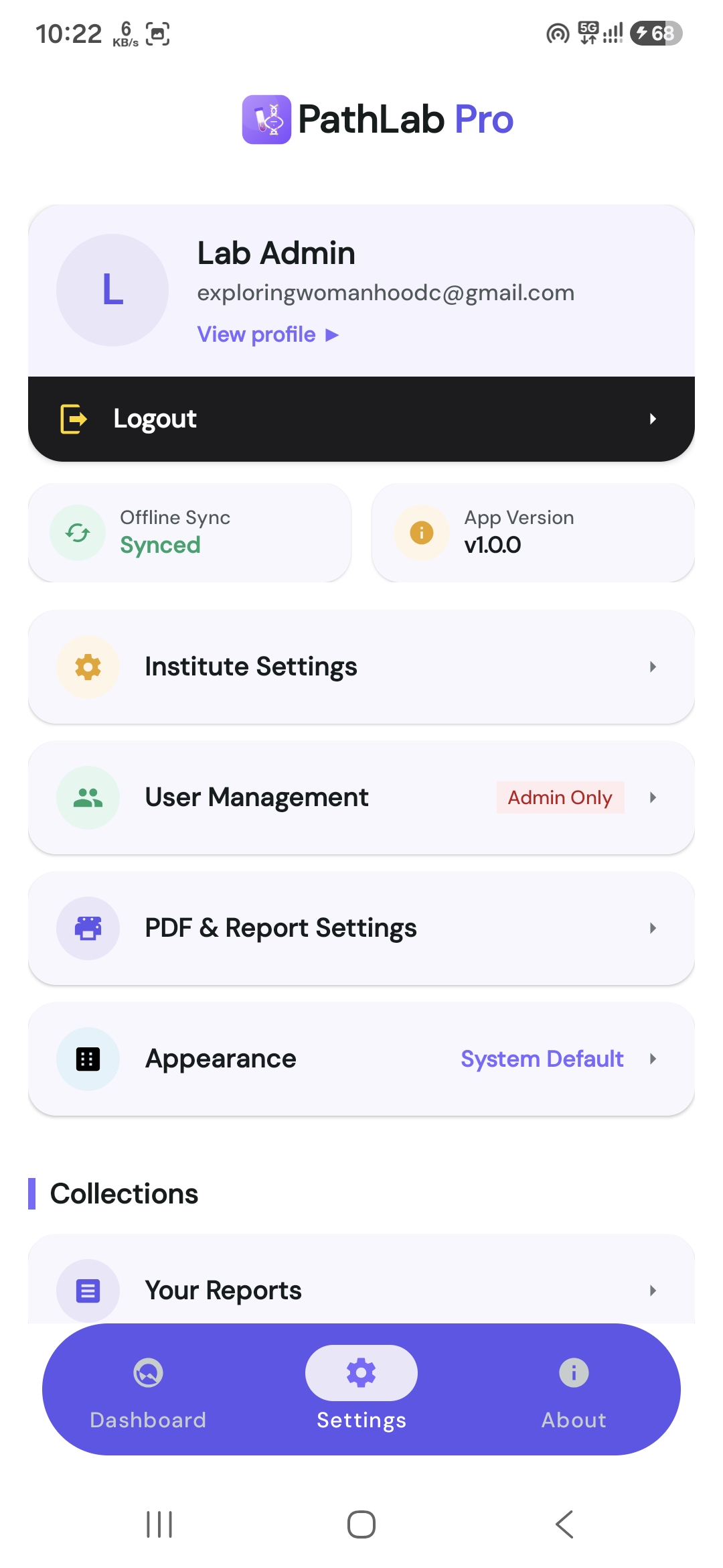 PathLab Pro Settings Dashboard